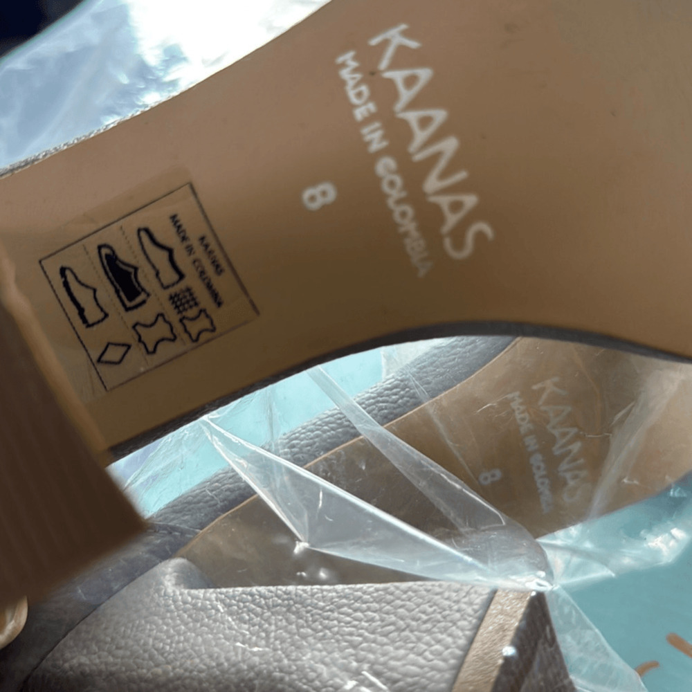 Kaanas Taupe Braided Strap Block Heel Sandals - Picture 3 of 6